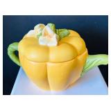 B2 - Ceramic Teapots - Six-Piece Hand-Painted Fruit & Flower Set