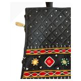 B1 - Boho Embroidered Handbags - Set of 3: Black Floral Vines, Blue Beaded, Black Quilted