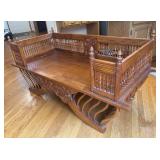 K -Indian Teak Elephant Saddle with Spindle Galleries and Bentwood Supports / Hardwood Elephant Howdah Seat