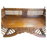 K -Indian Teak Elephant Saddle with Spindle Galleries and Bentwood Supports / Hardwood Elephant Howdah Seat