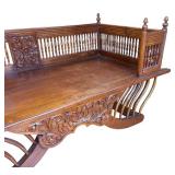 K -Indian Teak Elephant Saddle with Spindle Galleries and Bentwood Supports / Hardwood Elephant Howdah Seat