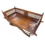 K -Indian Teak Elephant Saddle with Spindle Galleries and Bentwood Supports / Hardwood Elephant Howdah Seat