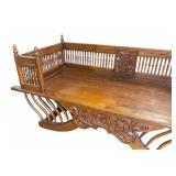 K -Indian Teak Elephant Saddle with Spindle Galleries and Bentwood Supports / Hardwood Elephant Howdah Seat