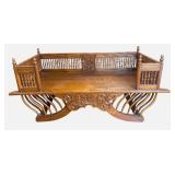 K -Indian Teak Elephant Saddle with Spindle Galleries and Bentwood Supports / Hardwood Elephant Howdah Seat