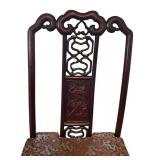 DR - Vintage Rosewood Chinese Dining Table Set with Glass Top & 8 Carved Chairs