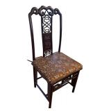 DR - Vintage Rosewood Chinese Dining Table Set with Glass Top & 8 Carved Chairs