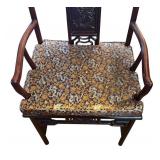 DR - Vintage Rosewood Chinese Dining Table Set with Glass Top & 8 Carved Chairs