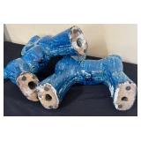 LR - Two Blue Horse Decorative Sculptures