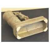 K - Dhokra Brass Figure - Vintage Indian Horned Warrior with Cylinder