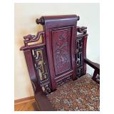 LR - Pair of Vintage Carved Rosewood Armchairs with Dragon Panels