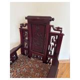 LR - Pair of Vintage Carved Rosewood Armchairs with Dragon Panels