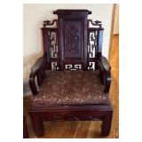 LR - Pair of Vintage Carved Rosewood Armchairs with Dragon Panels