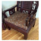 LR - Pair of Vintage Carved Rosewood Armchairs with Dragon Panels