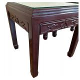 LR - Pair of Vintage Carved Wood End Tables with Glass Tops