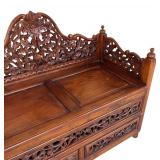 P - Vintage Hand Carved Southeast Asian Balinese- Style Two Seater Storage Bench