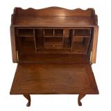 DR - Vintage Secretary Desk with Beautiful Brass and Copper Inlaid Design