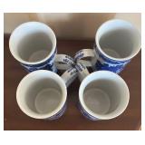 K - Four Blue & White Chinese Landscape Mugs