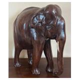 K - Vintage Carved Teak Elephant Decorative Figurine