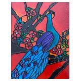 K - Peacock Stained Glass Style Wall Panel
