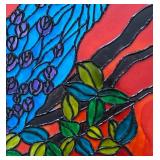 K - Peacock Stained Glass Style Wall Panel