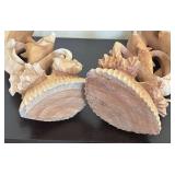 K - Pair of Wooden Dolphin Sculptures