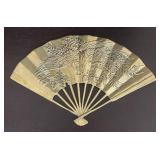 LR - Brass Vintage Decorative Fan with Embossed Phoenix Rising from The Flames Design