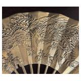 LR - Brass Vintage Decorative Fan with Embossed Phoenix Rising from The Flames Design