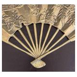 LR - Brass Vintage Decorative Fan with Embossed Phoenix Rising from The Flames Design
