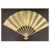 LR - Brass Vintage Decorative Fan with Embossed Phoenix Rising from The Flames Design