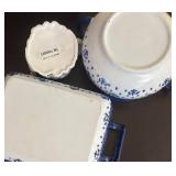 LR - Blue & White Ceramic Dishes with Trinket Box