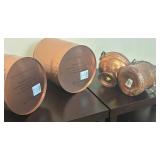 LR - Vintage Hammered Copper Canisters with Lids, Compote & Small Pot