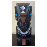 K - Pair of Mexican Headdress Bust Figurines with Abalone Shell Inlays