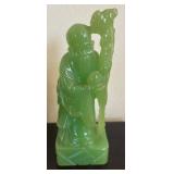 K - Three Chinese Green Resin Fu Lu Shou Gods Figurines