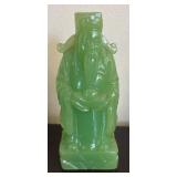 K - Three Chinese Green Resin Fu Lu Shou Gods Figurines