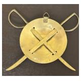 K - Brass Sword Decor Round Plaque with Cloisonné Enamel