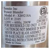 LR - Sensio Power Blender - 120V, 200W With 4 Cups Model: XB9218A