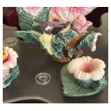 LR - Popular Imports Hummingbird Plate with Coordinating Flower Figurines