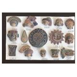 LR - Aztec Teotihuacan Artifact Replicas including Medallion & Assorted Figurines