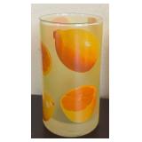 LR - Set of Vintage Frosted Juice Glasses with Orange Slice Pattern