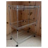 P - Chrome Wire Shelving Cart 3-Tier