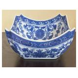LR - Blue & White Porcelain Asian-Style Bowls with Chopsticks & Holders