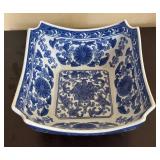 LR - Blue & White Porcelain Asian-Style Bowls with Chopsticks & Holders