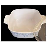 LR - Corelle Cornflower Blue Dinner Plates (8) & Casserole Dish with Glass Lid