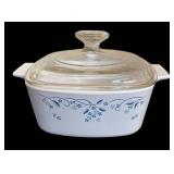 LR - Corelle Cornflower Blue Dinner Plates (8) & Casserole Dish with Glass Lid