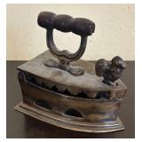 LR - Antique Style Brass Sad Irons with Ornate Floral Scrollwork