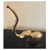 K - Brass Elephant Figurine & Mother-of-Pearl Mosaic Trinket Box & Flower-Lid Box