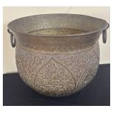 K - Vintage Brass Cauldron with Intricate Design