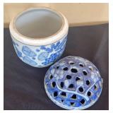 LR - Chinoiserie Floral Lidded Porcelain Potpurri Jars