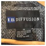I.B. Diffusion Grey Herringbone Wool Belted Coat Size 1X