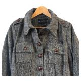 I.B. Diffusion Grey Herringbone Wool Belted Coat Size 1X